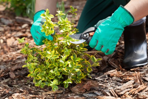 Operator updating a written quote at a garden site